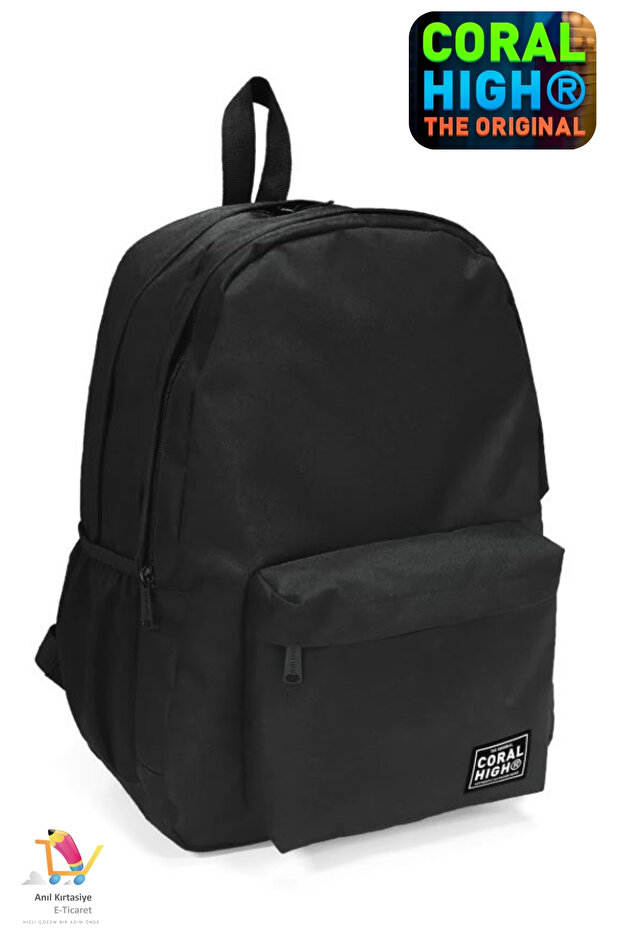 Black Three Compartment Backpack - 1