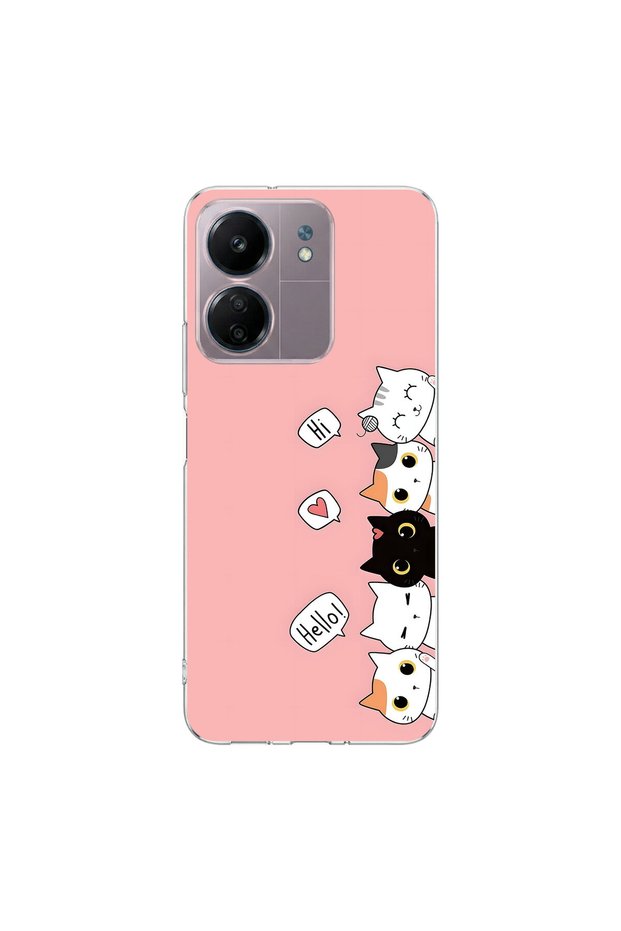 حافظة شفافة متوافقة مع Redmi 13C بتصميم Kedişler 2