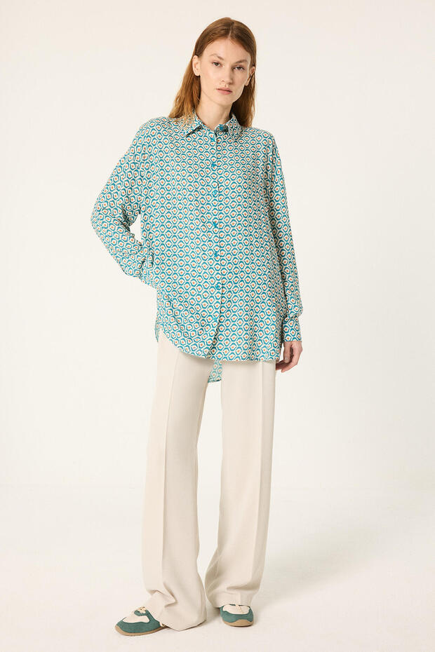Ethnic Patterned Viscose Shirt