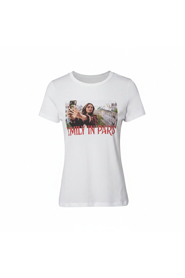 Emily in Paris White Cotton Graphic T-Shirt