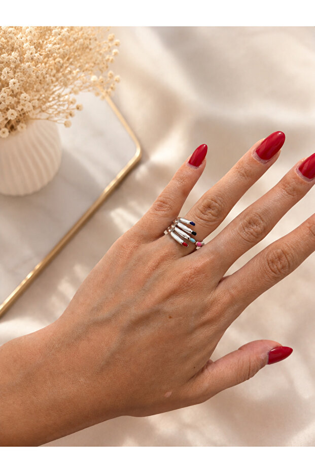Colorful Enamel Multi-Coiled Women's Ring – Modern and Original Design