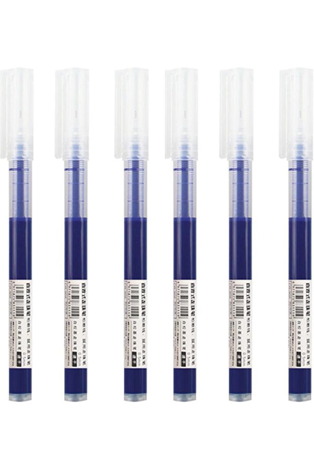 Professional Gel Pen Set – 6 Pens with Ultra-Fine 0.5mm Tip | Transparent Barrel Level Window | Quick-Dry, Smudge-Resistant Ink for Office & School (Blue)