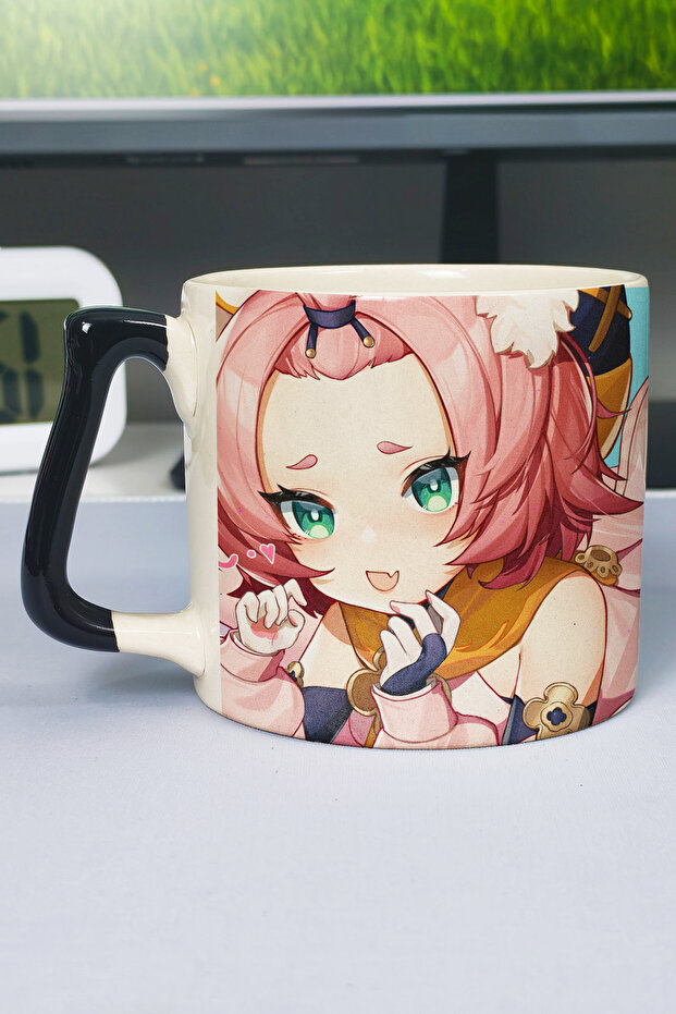 Diona Genshin Impact Printed Ceramic Luxury Mug (1 Piece) Special Black Handle Wave Handle V4D