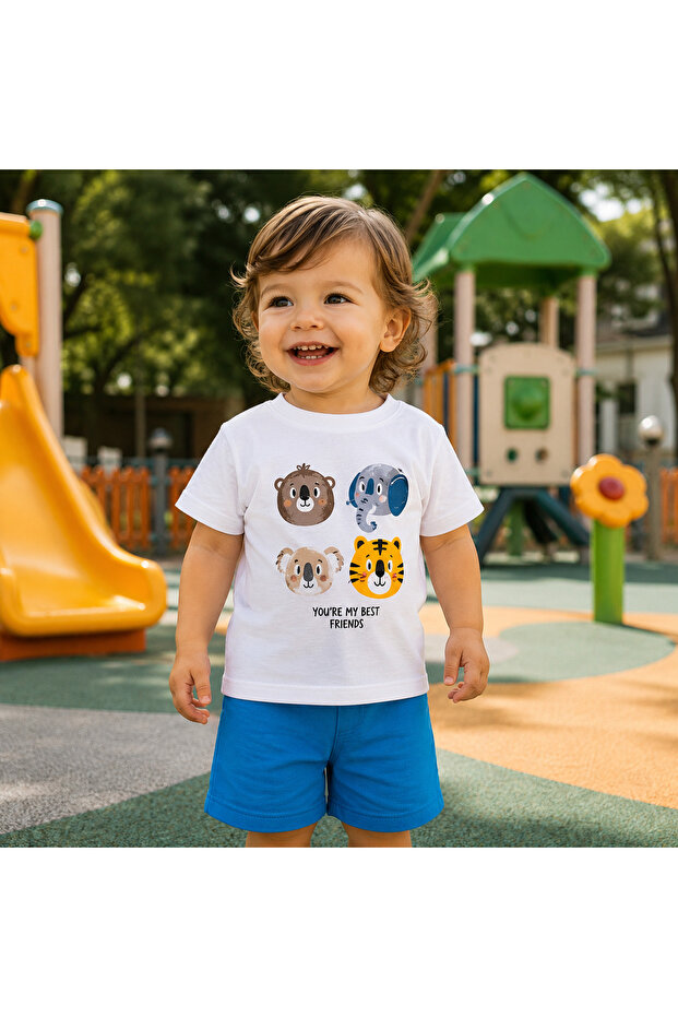Boy's Printed Shorts Set 1-4 Years Old Summer Casual Cotton Two-Piece Set