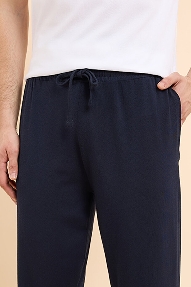 Solid Lounge Pants with Drawstring Waist - 6