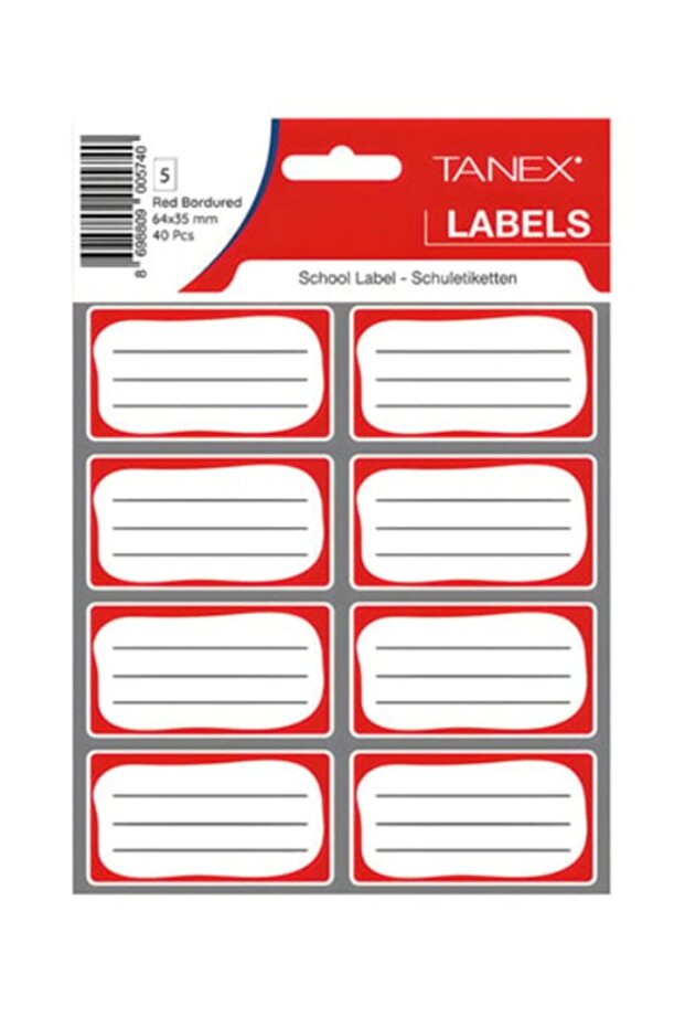 Kids School Label with Border Red 5Li - 6 Packs