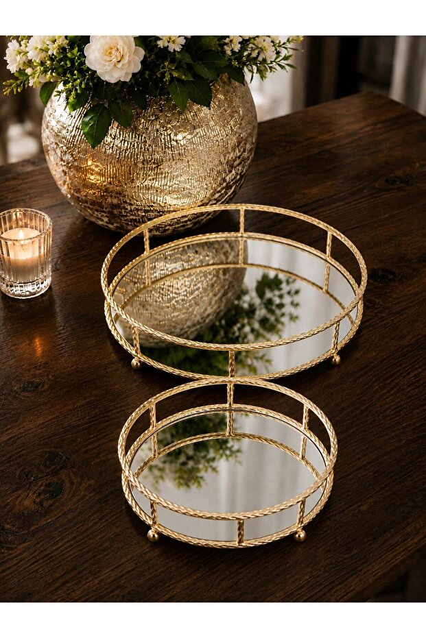 2 Li Round Chain Tray-Gold Tkebt Gold