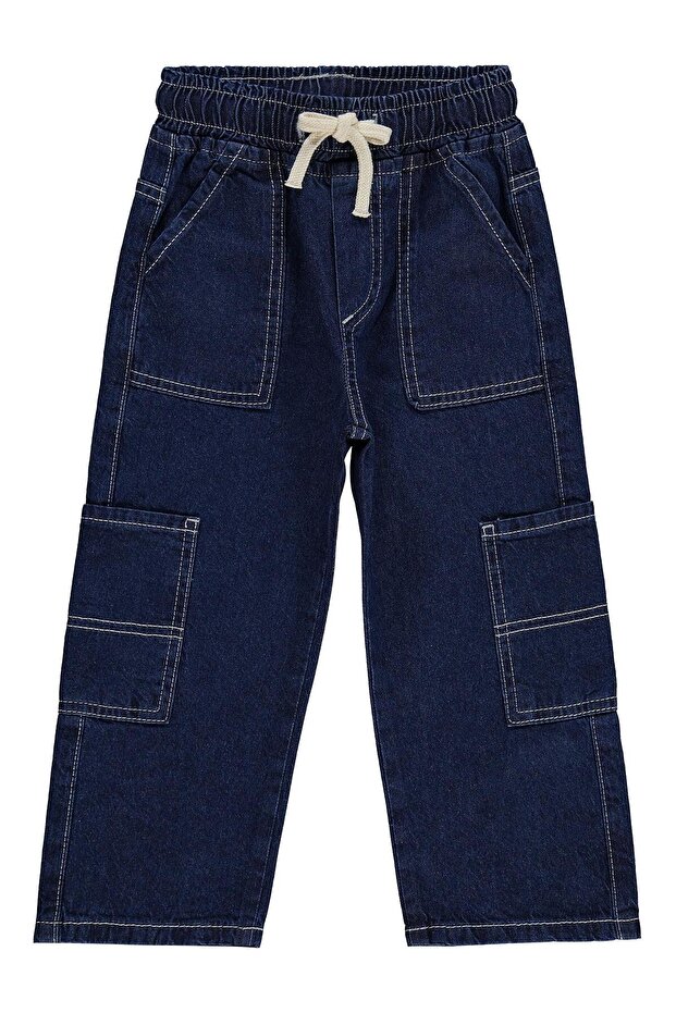 Contrast Stitched Pants for 2-5 Years Old - Blue