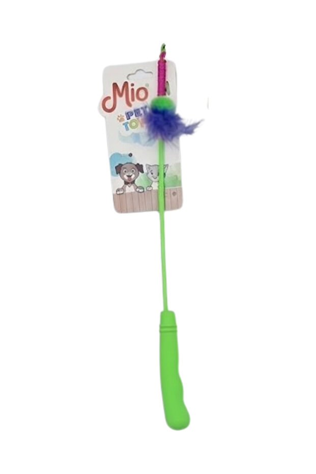 Pom-Pom Cat Toy with Rope Green