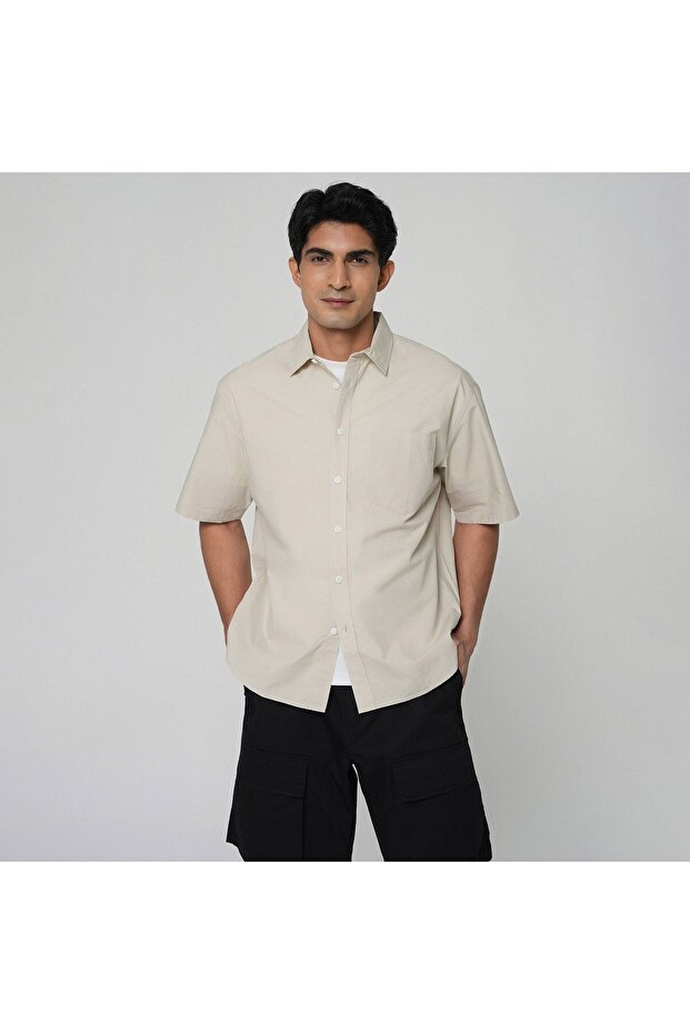 Men Relaxed Cotton Poplin Shirt