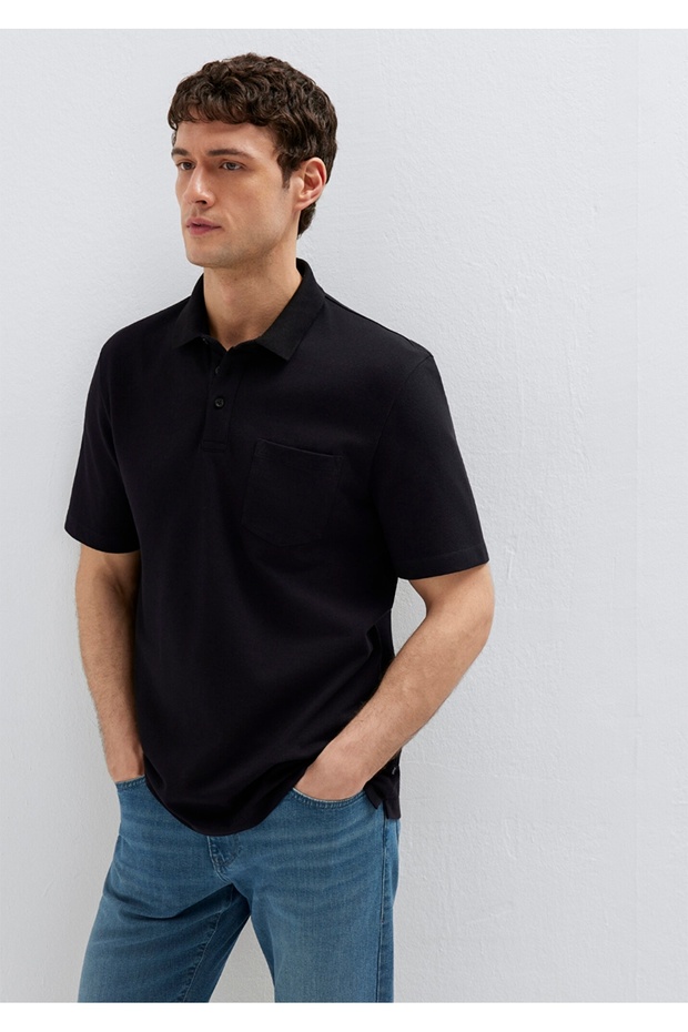 Single Pocket Polo Collar Regular Fit Men's T-Shirt