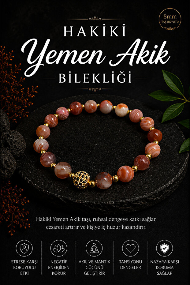 Certified Genuine Yemen Agate Bracelet (16-17 cm)