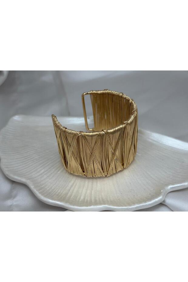 Gold Color Handmade Wire Wrap Cuff Bracelet – Bohemian Modern Women's Bracelet