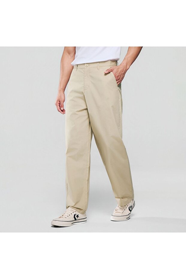 Men Loose Straight Cotton Poplin Khakis