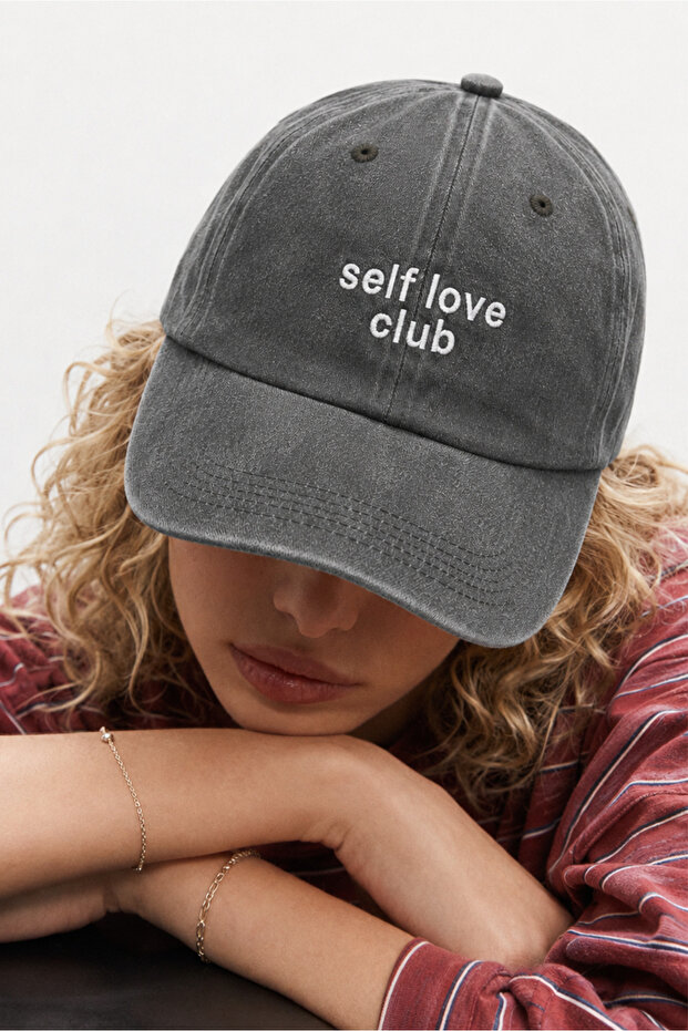 قبعة EAZY Self Love Club للجنسين، قبعة بيسبول مطرزة باللون الدخاني قابلة للتعديل