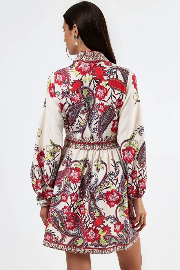 MSN Rochie mini evazată cu model - 3