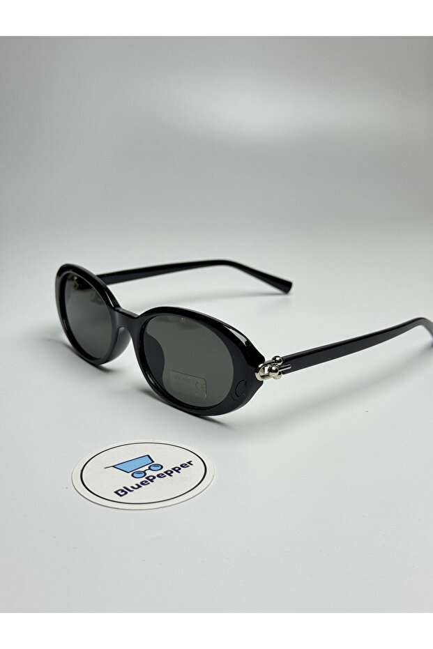Tiferla | Sunglasses Oval Black Glass | Bone Black Frame | Uv400 | 54 Ekartman