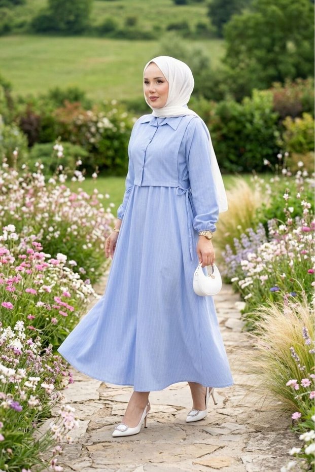 Bolero Striped Dress Set Baby Blue