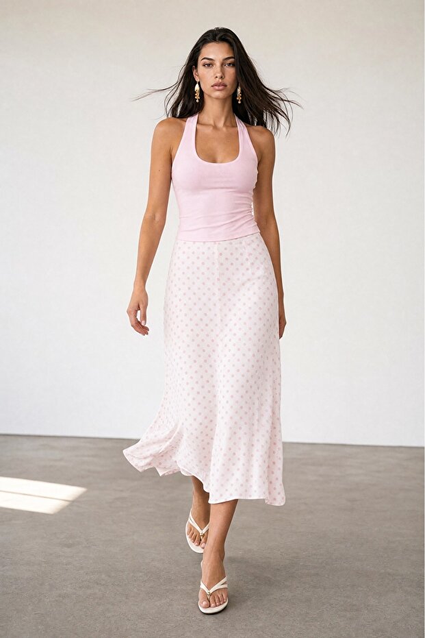 Women's Polka Dot Long Chiffon Skirt