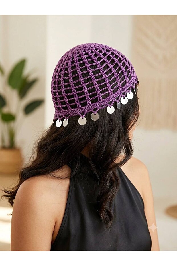 Knitted Summer Beanie with Sequins