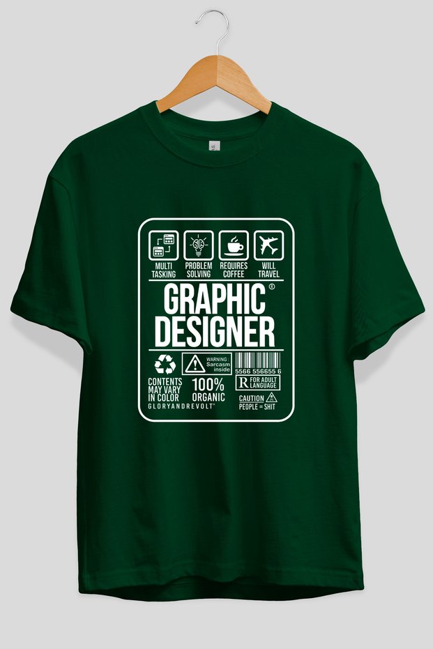 Graphic Designer Oversize Front Printed Green T-Shirt 100% Cotton Streetwear Premium Comfortable Fit