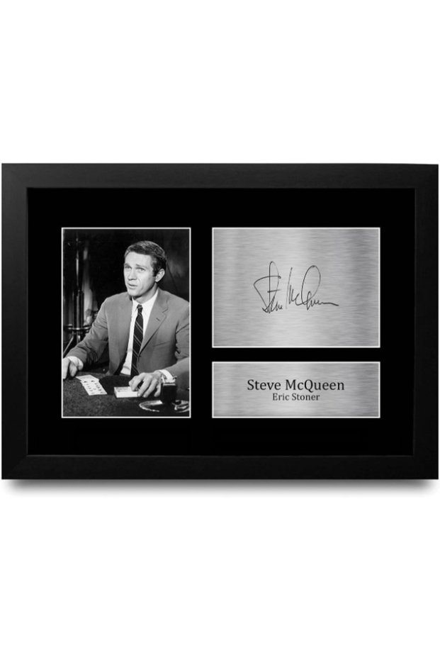 FR A4 Steve McQueen The Cincinnati Kid Gifts Printed Signed Autograph Picture for Movie Memorabilia Fans - A4 Framed