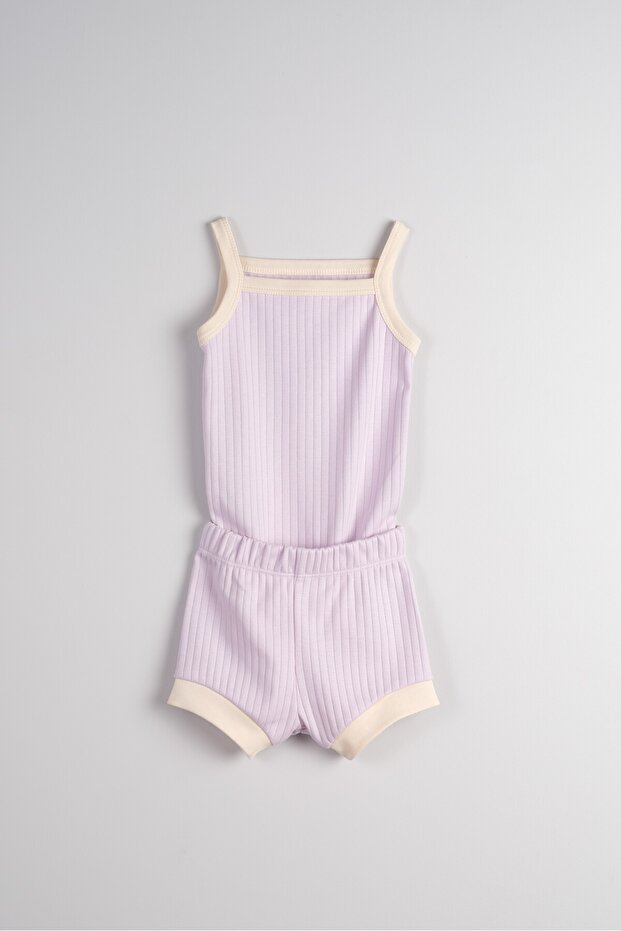 Baby and Child Strap Bodysuit & Shorts Set 100% Cotton (Lilac)