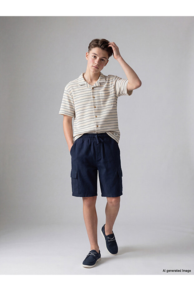 Nevavm Boys' Cargo Shorts with Elastic Waist
