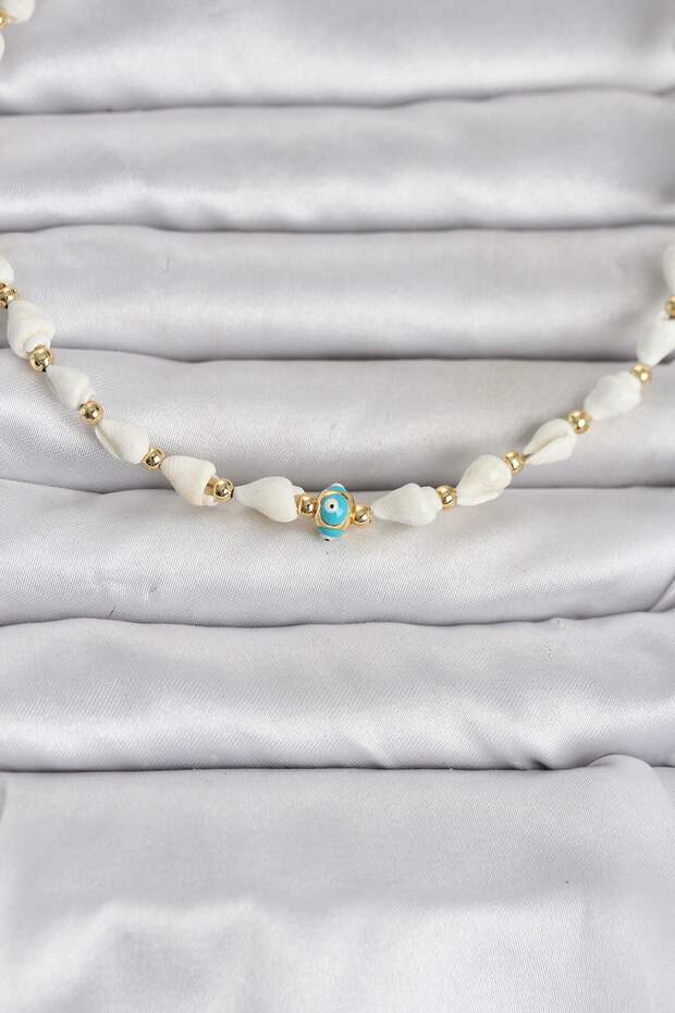 Natural Sea Shell Stringed Evil Eye Model Necklace Tj-Bko11118