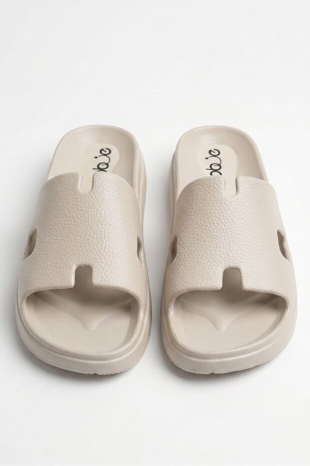 Men's Stone Color Wide Band Non-Slip Sea Slippers