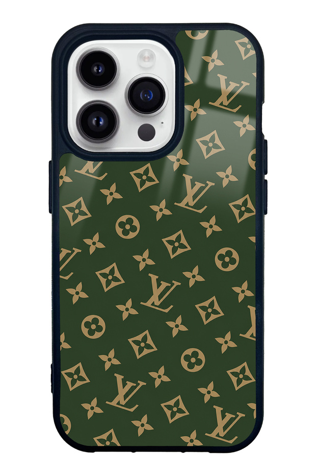 iPhone 14 Pro Green Lv Design Glossy Phone Case