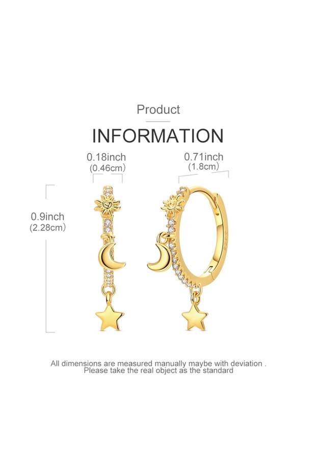 KTE646 Original 925 Sterling Silver Earrings Golden Stars Moon Sun Tassel Drop Earrings Fashion Wome