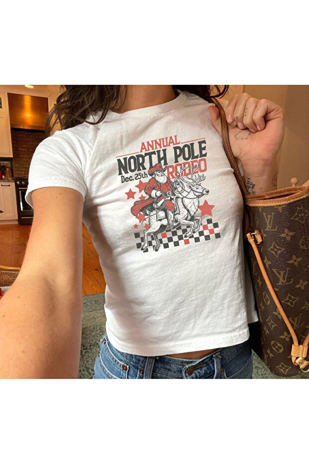 Cowboy Santa Claus Printed Women's Body Tee