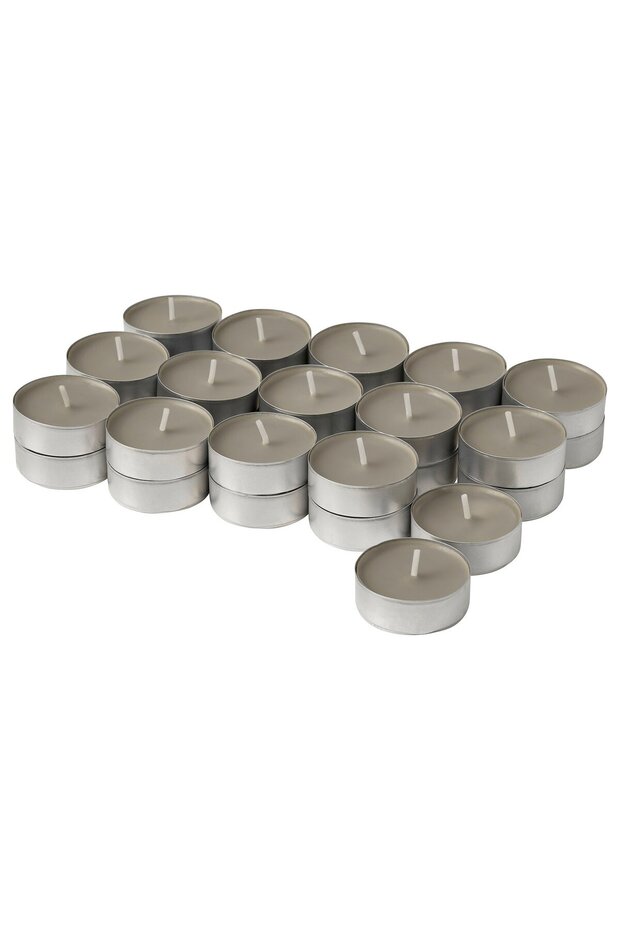 LOTSFÅGEL Scented tealight, Sandalwood & patchouli brown, 3.5 hr