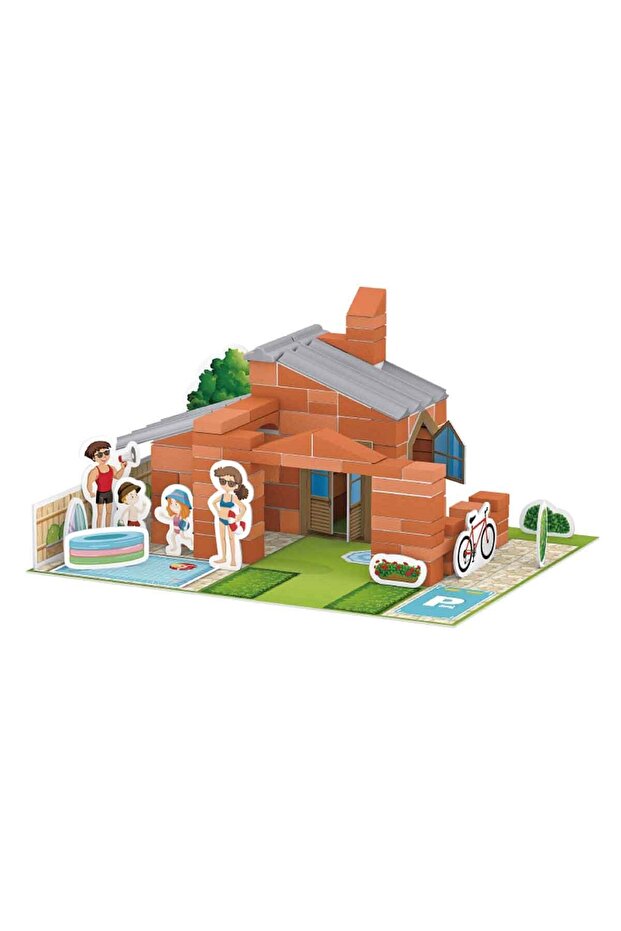 Pool House Building Set 200 Pieces - Realistic Brick and Cement Model House Set