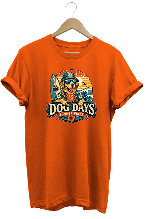 Dog Days Summer Vibes Unisex Dog Printed Summer Themed Regular Fit Crew Neck T-Shirt