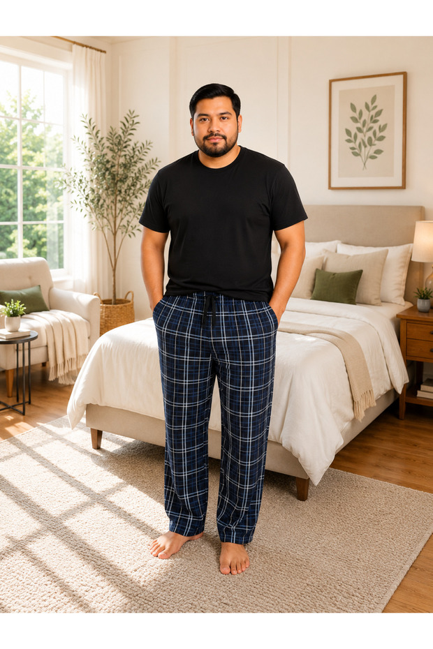Men's 100% Natural Cotton Large Size High Quality Battal Pajama Set