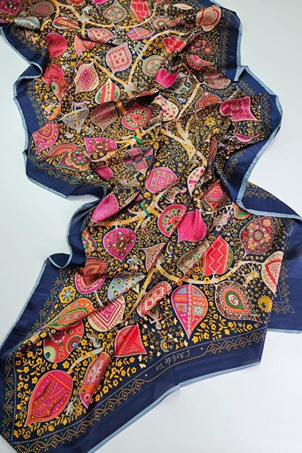 Motif Pattern Colorful Voile Silk Shawl Accessory Shoulder Shawl Foulard