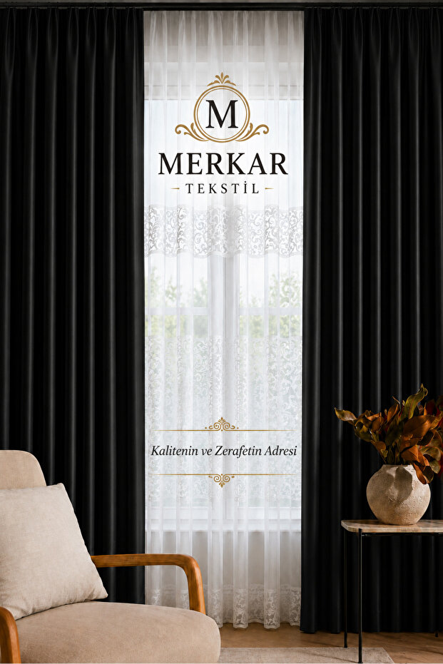 Black Blackout Luxury Sun-Proof Curtain - One Piece - Thermal