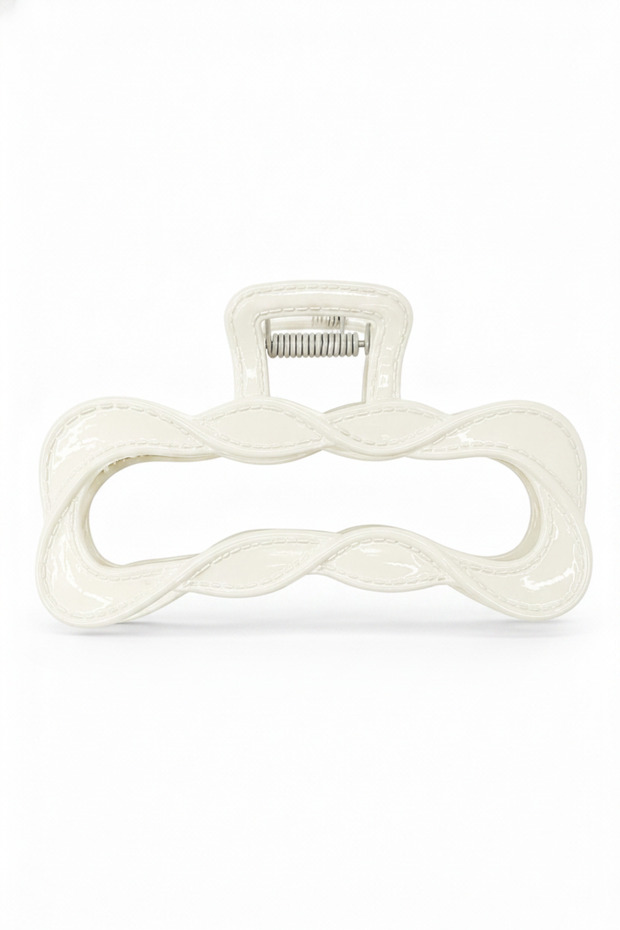Stylish and Modern Twisted Design Cream Color Shiny Hair Clip with Latch Hair Accessory
