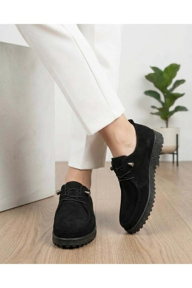Women's Daily Suede Casual Shoes - Black