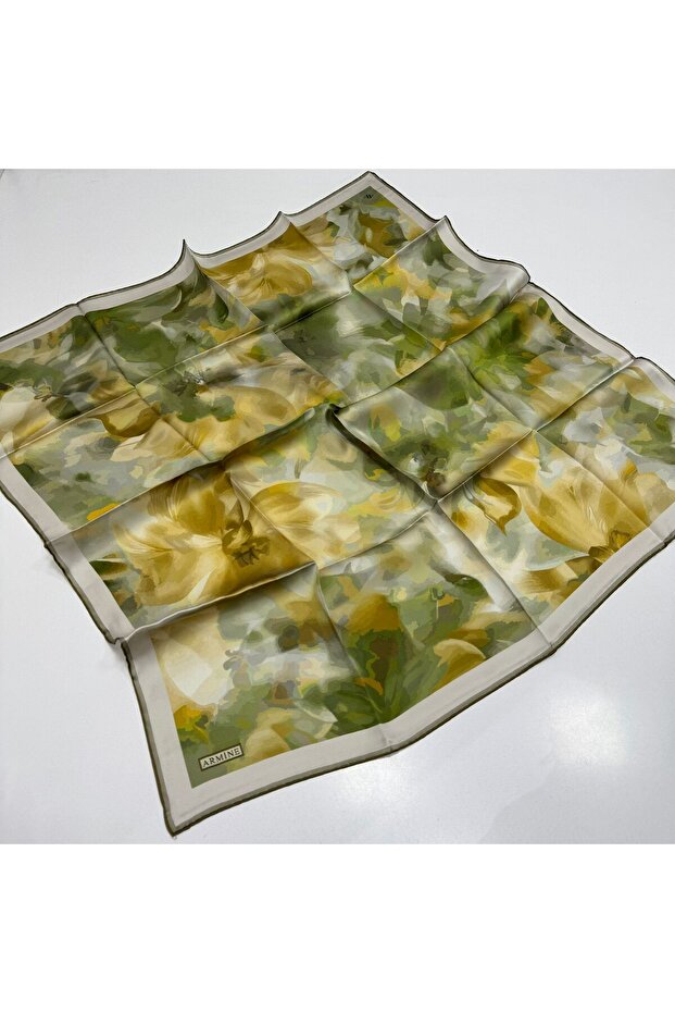Floral Patterned Pure Silk Sura Scarf