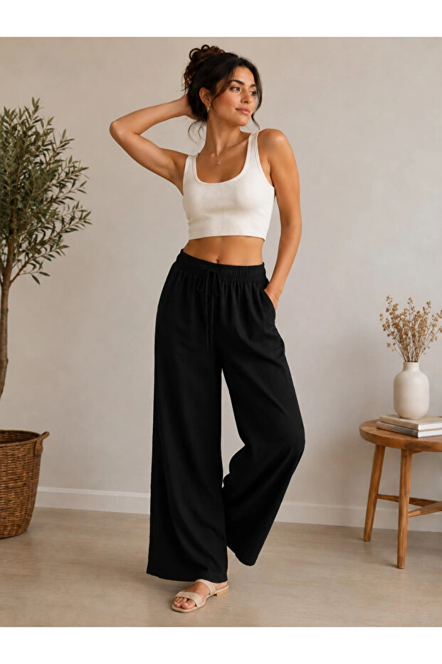 Women's Black Comfortable Cut Shalwar Trousers 1005
