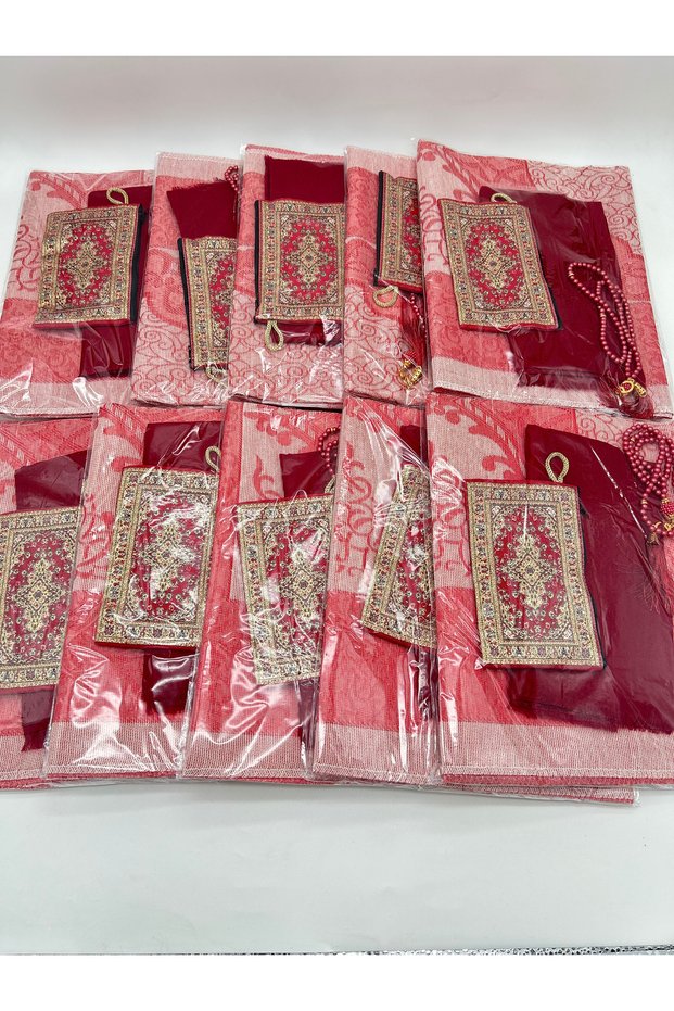 10 Pieces of Gift Items (for Dowery-Mevlüd-Hac-Umre) Gelatin Prayery Mat Flaming Covered Prayery Mat Wallet Tesbi̇h