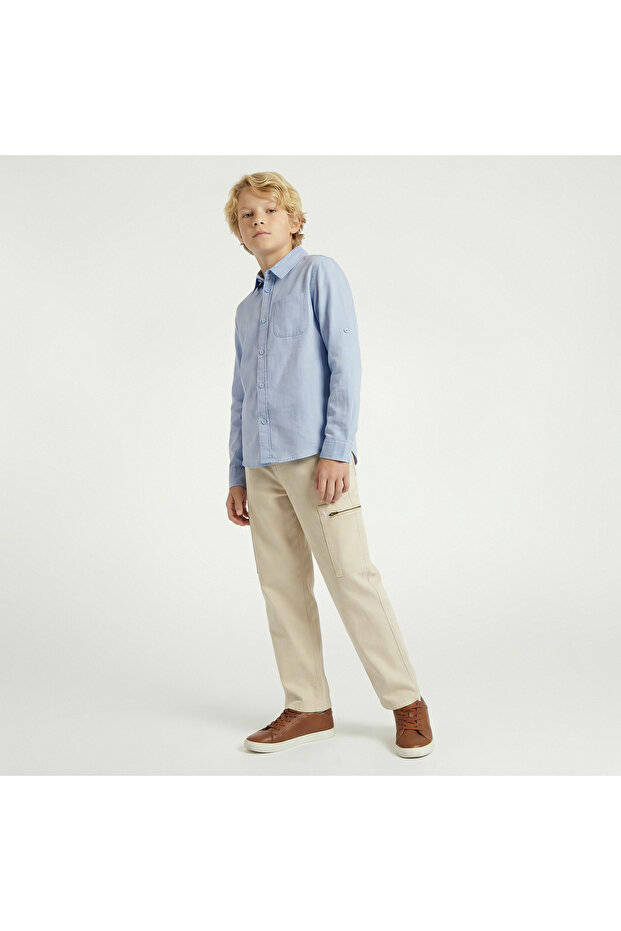 Long Sleeve Shirt with Solid Design - 2