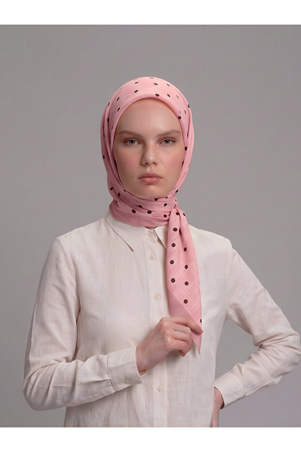 Score Patterned Single-Sided Scarf - Pink - 2