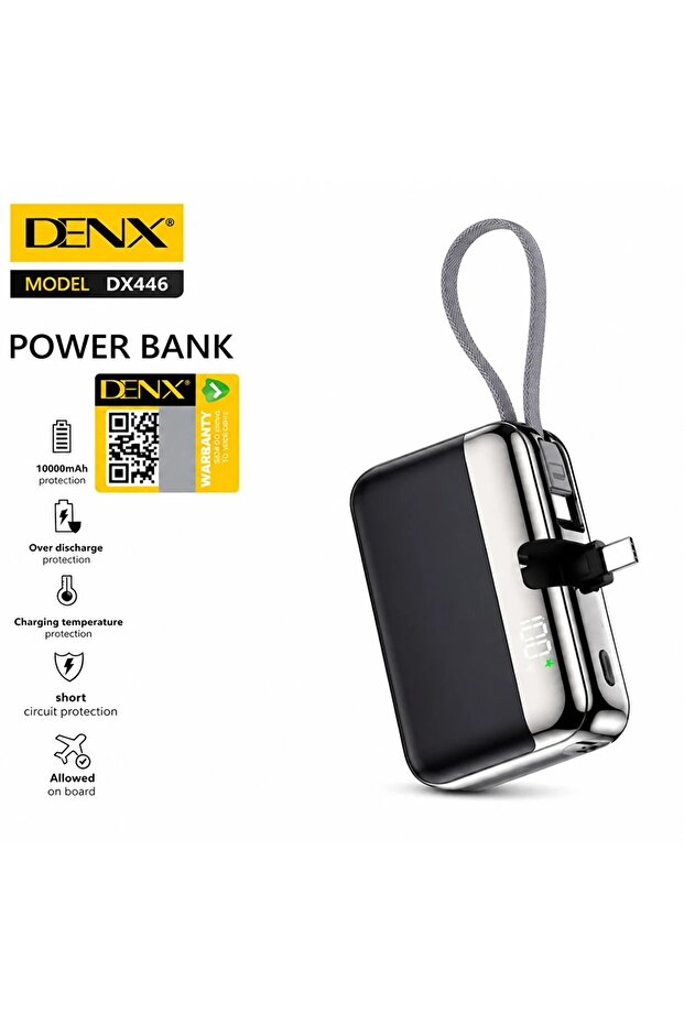"Dinx DX446 10000mAh Power Bank with Fast Charging, Digital Battery Status Display, Ultra Durable ABS+PC Materials and Overcurrent Protection"