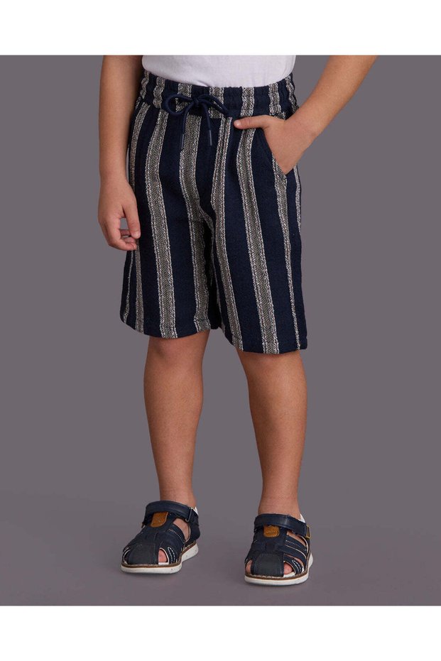 Boys Navy Striped Jacquard Shorts