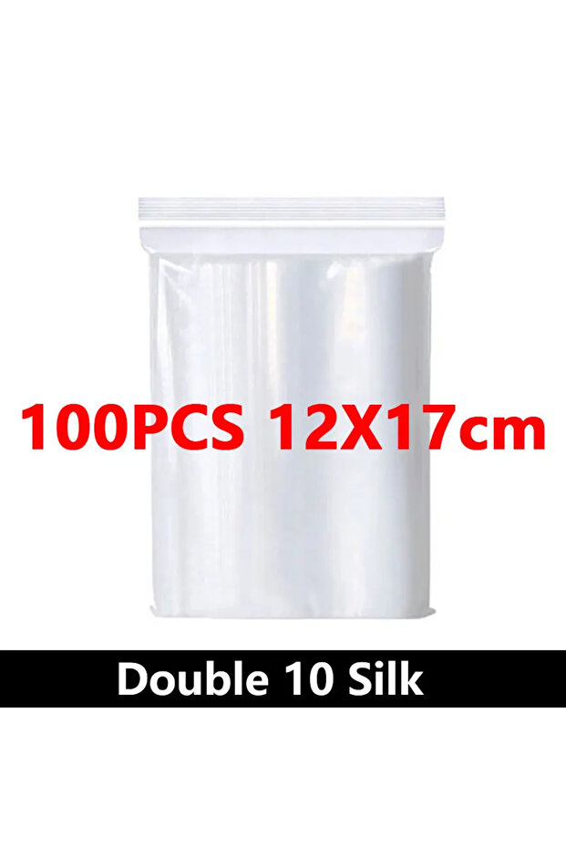 Double Sided 10-Silk 12x17cm(100pcs) 100Pcs Thicken Zipper Sealed Bags Clear Plastic Storage Bag for