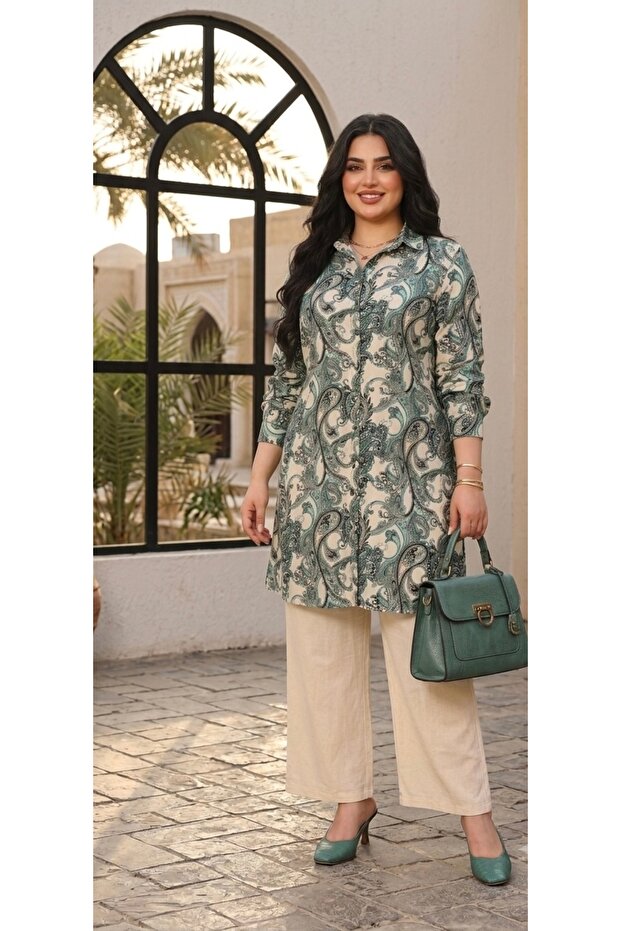Ethnic Patterned Long Shirt Tunic
